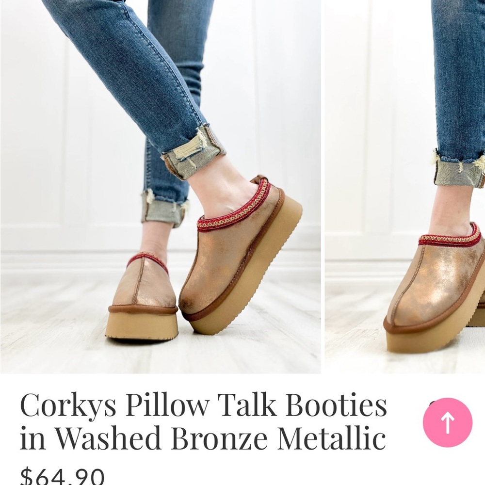 Corkys Washed Bronze Metallic Platform Booties
